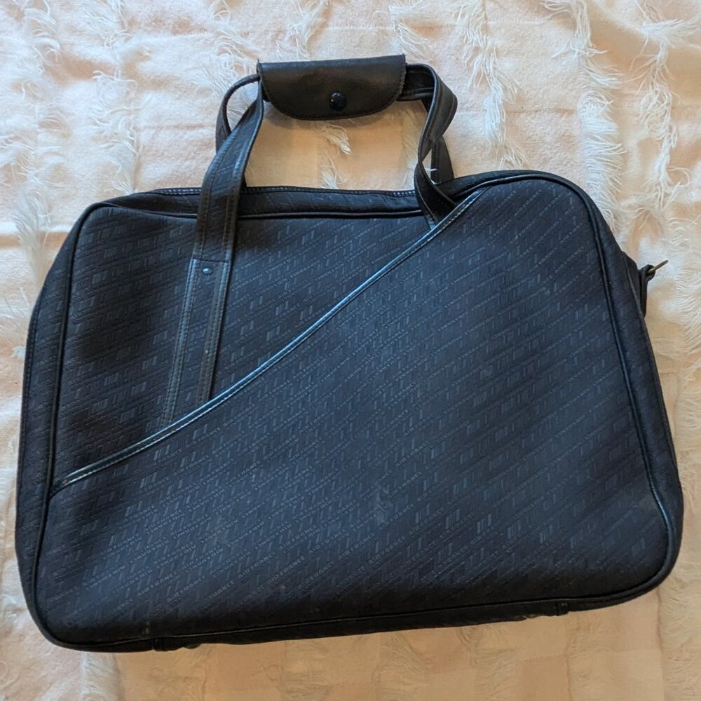 Vintage AIR FRANCE Blue Travel Carry On Tote Bag Satchel Embossed